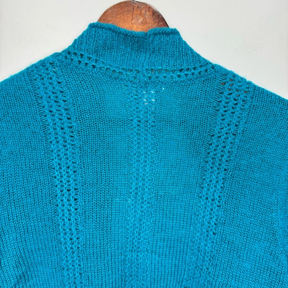 Chico's Blue Wool Mohair Open Front Cardigan Sweater Size Medium - Picture 6 of 10